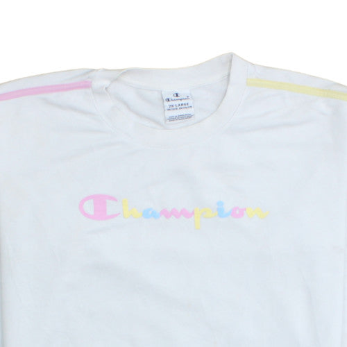 Additional view of Champion girls’ white pastel logo crew neck sweatshirt 15-16 years