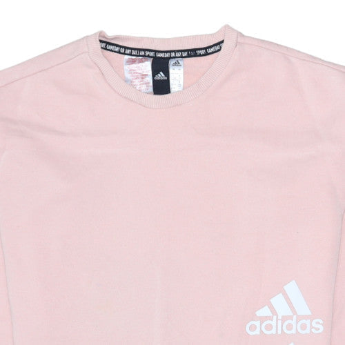 Additional view of Adidas girls’ pink crew neck pullover sweatshirt 13-14 years cotton blend