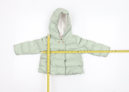 Next Unisex Baby Green Puffer Jacket Hooded Quilted Coat 18-24 Months