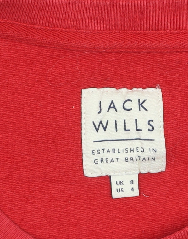 Womens UK Size 8 Jack Wills Red Cropped T-Shirt