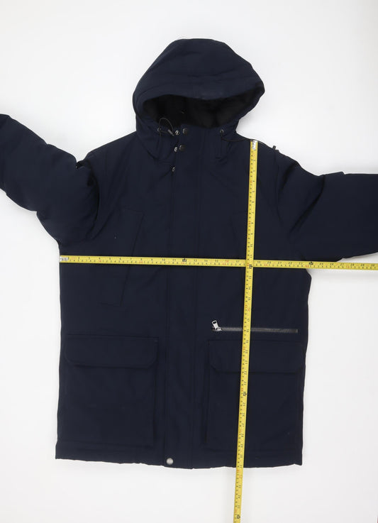 Marks and Spencer Men's Blue Hooded Parka Coat M Regular Polyester Winter