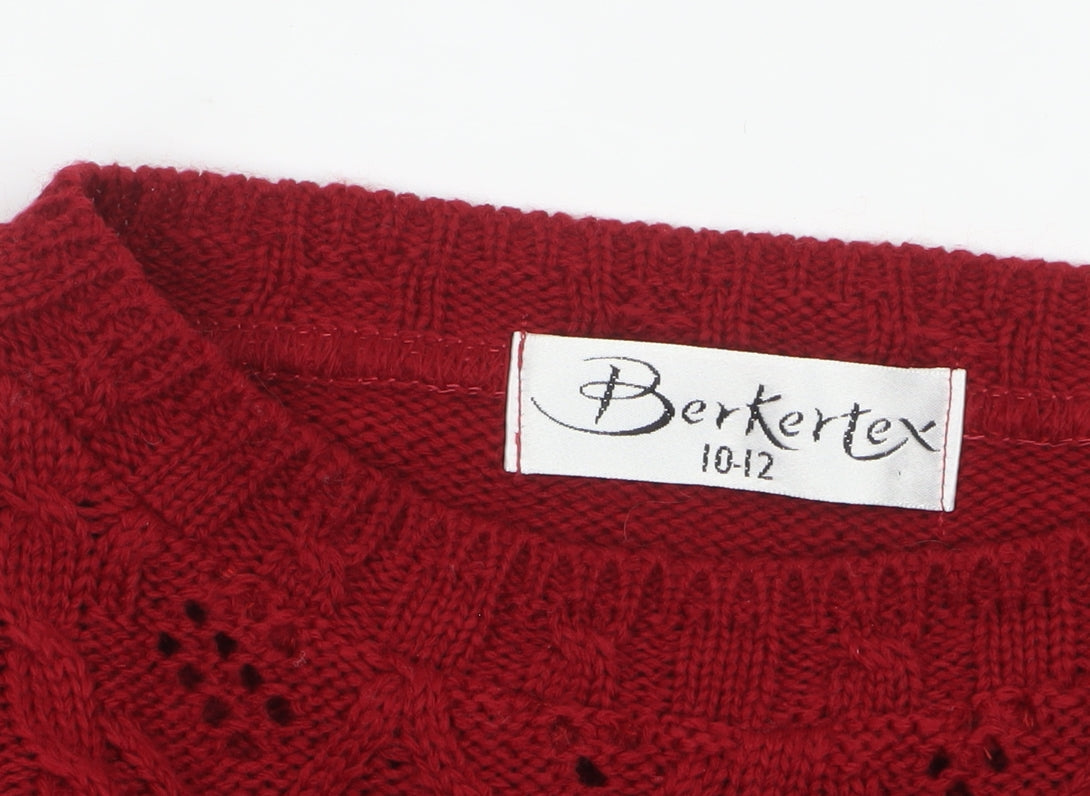 Womens UK Size 10-12 Berkertex Red Pullover Jumper