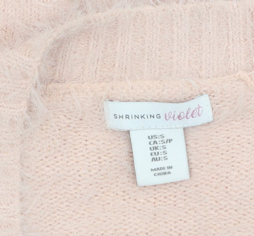 Womens UK Size S Shrinking Violet Pink Cardigan Jumper