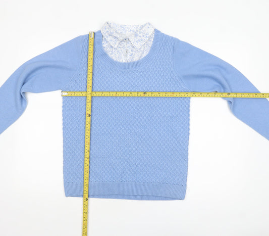 Womens UK Size S ISLE Blue Pullover Jumper