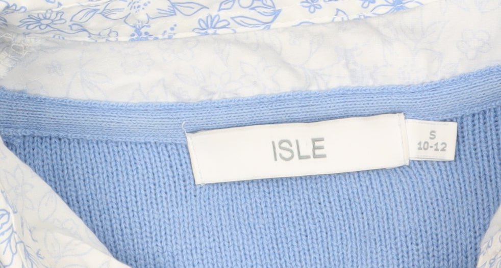 Womens UK Size S ISLE Blue Pullover Jumper