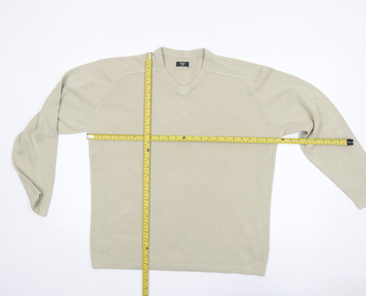 Next Men’s Beige Acrylic V-Neck Jumper Size L Regular Fit