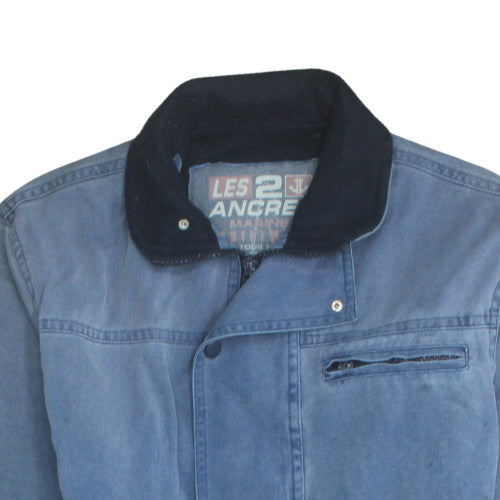 Les 2 Ancres Men's Blue Cotton Lined Jacket Size S Regular Fit
