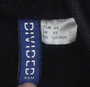 Womens UK Size XS H&M Divided Black Pullover Hoodie