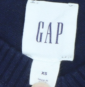 Gap Men's Blue XS V-Neck Cotton Pullover Jumper