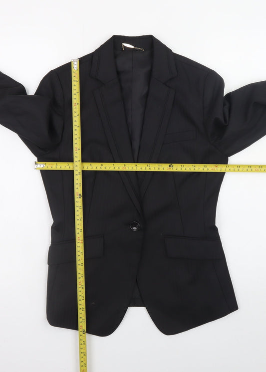 m.f.editorial Womens Black Wool Blend Blazer Jacket M