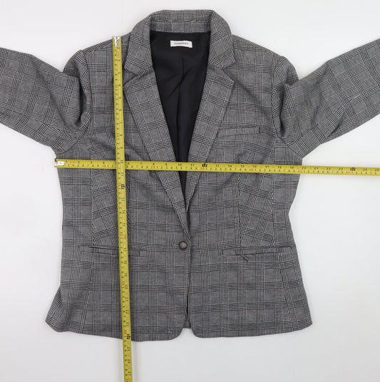Damart Women's Grey Check Blazer UK 14 Classic Lined Jacket