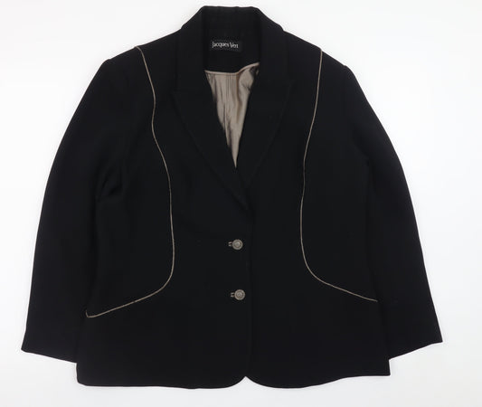 Jacques Vert Women’s Black Blazer Size 14 Formal Lined Jacket