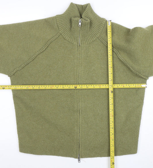 Dazy Less Women’s Green Full Zip Wool Blend Mock Neck Jumper Size S
