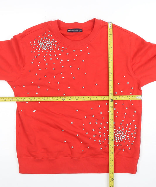 Womens UK Size S Marks and Spencer Red Pullover Sweatshirt
