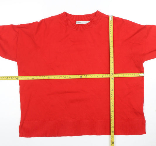 Oasis Women’s Red Cotton Blend Crew Neck Jumper Size L