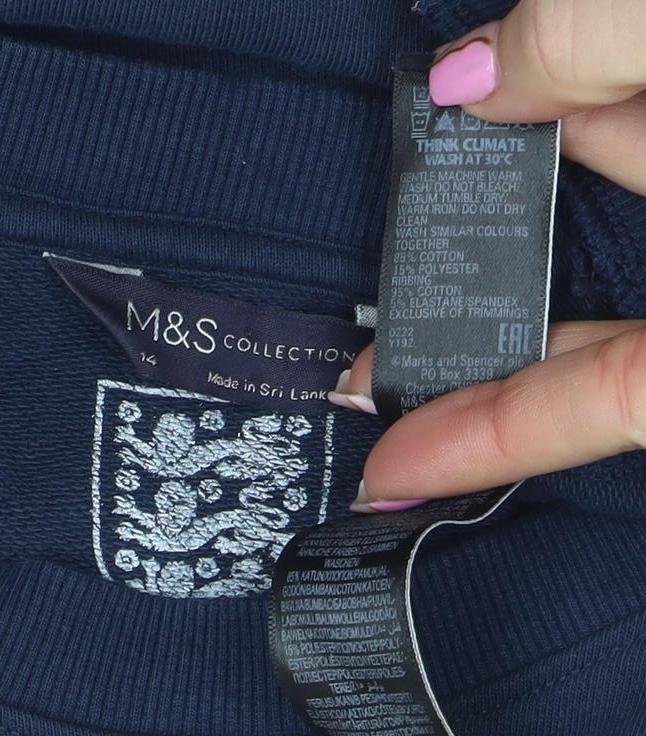 Womens UK Size M Marks and Spencer Blue Pullover Sweatshirt