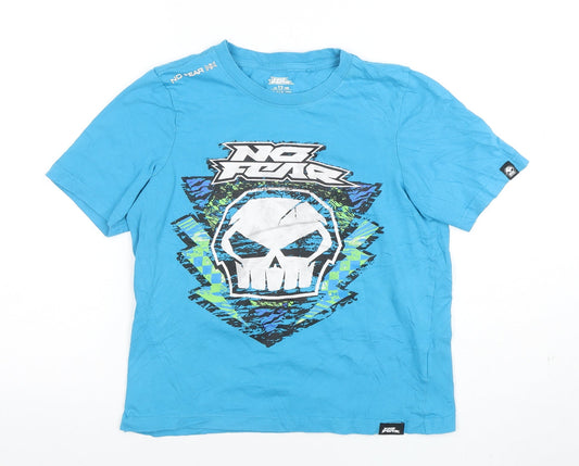 No Fear Boys Blue Graphic Skull Short Sleeve Cotton T-Shirt 13 Years