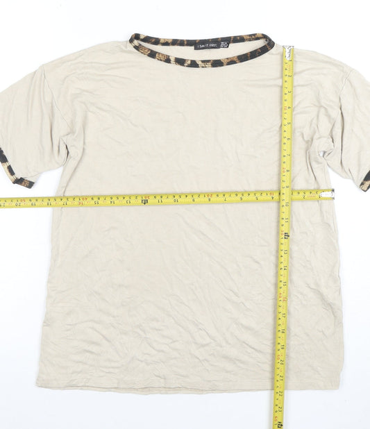 I Saw It First Women's Beige Short Sleeve Basic T-Shirt Size 10