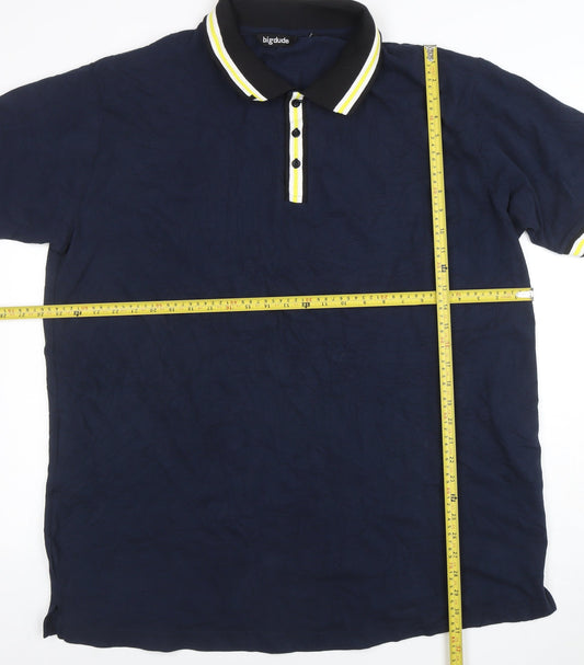Bigdude Men's Navy Blue 2XL Cotton Short Sleeve Polo Shirt