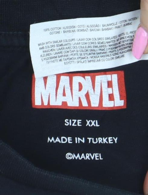 Mens UK Size 2XL Marvel Black T-Shirt