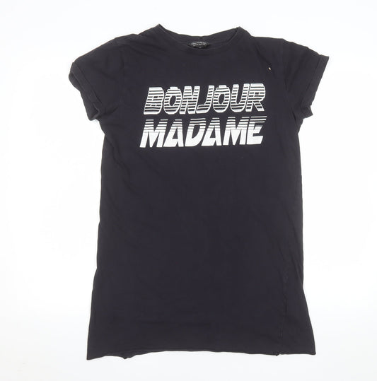 Womens UK Size 8 Miss Selfridge Black Basic T-Shirt