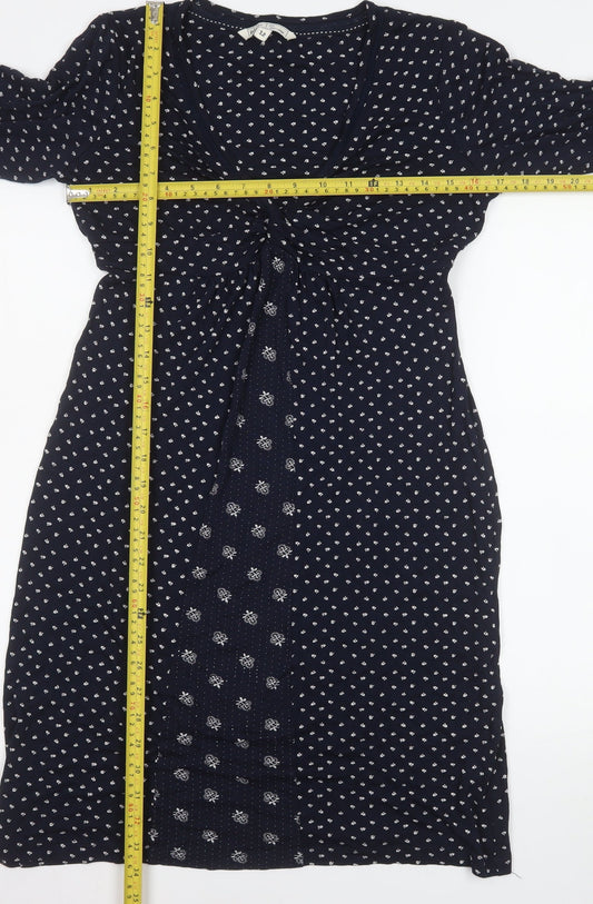 Fat Face Womens Blue Floral Midi A-Line Dress Size 12
