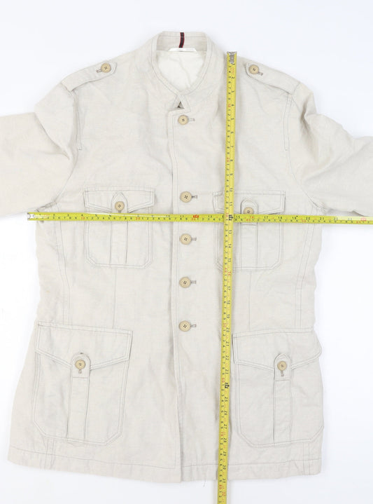 Mexx Men's Beige Cotton Linen Military Jacket XL