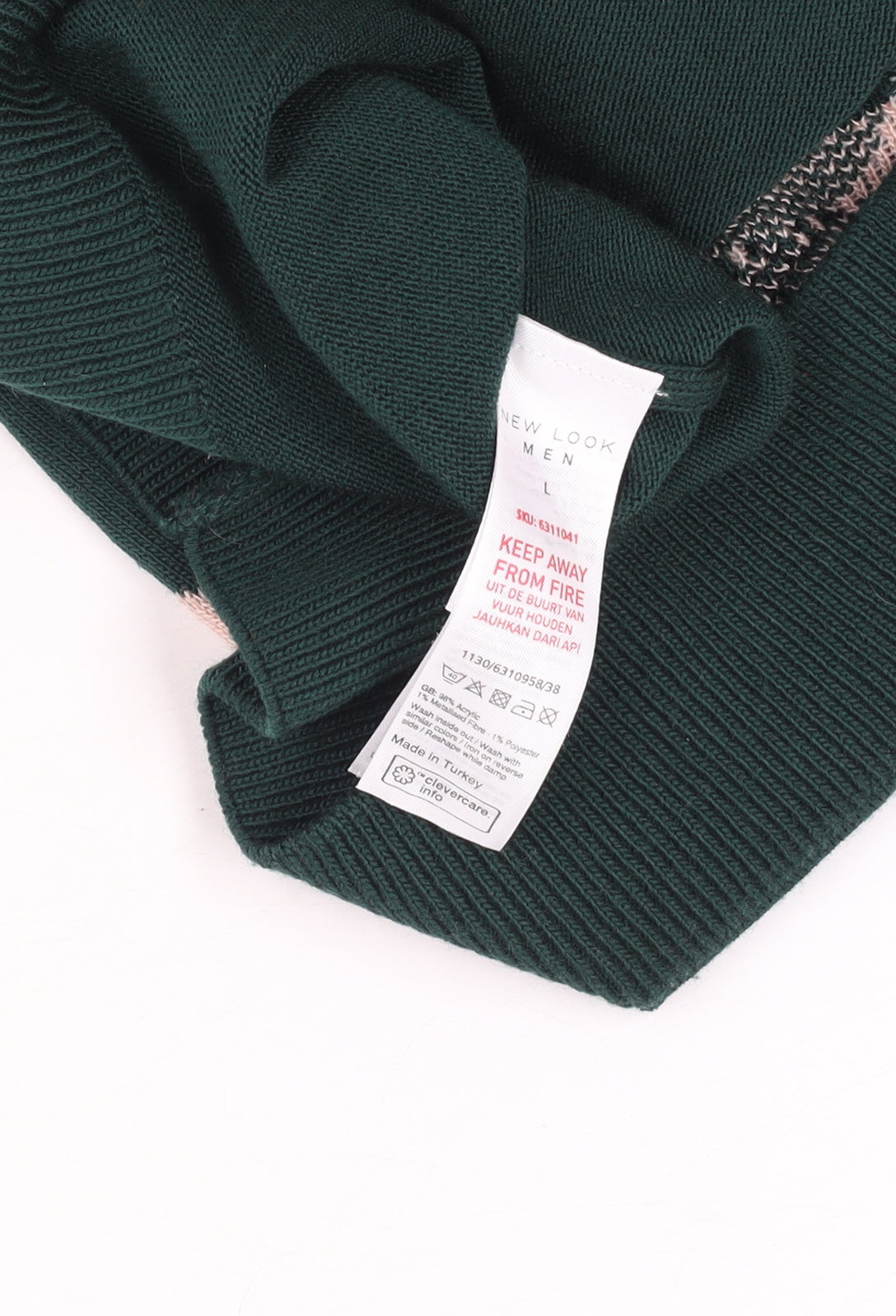 Mens UK Size L New Look Green Pullover Jumper