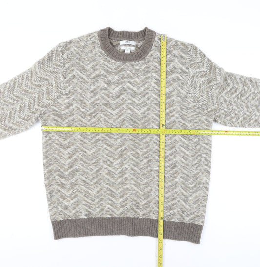 Mens UK Size L Marks and Spencer Beige Pullover Jumper