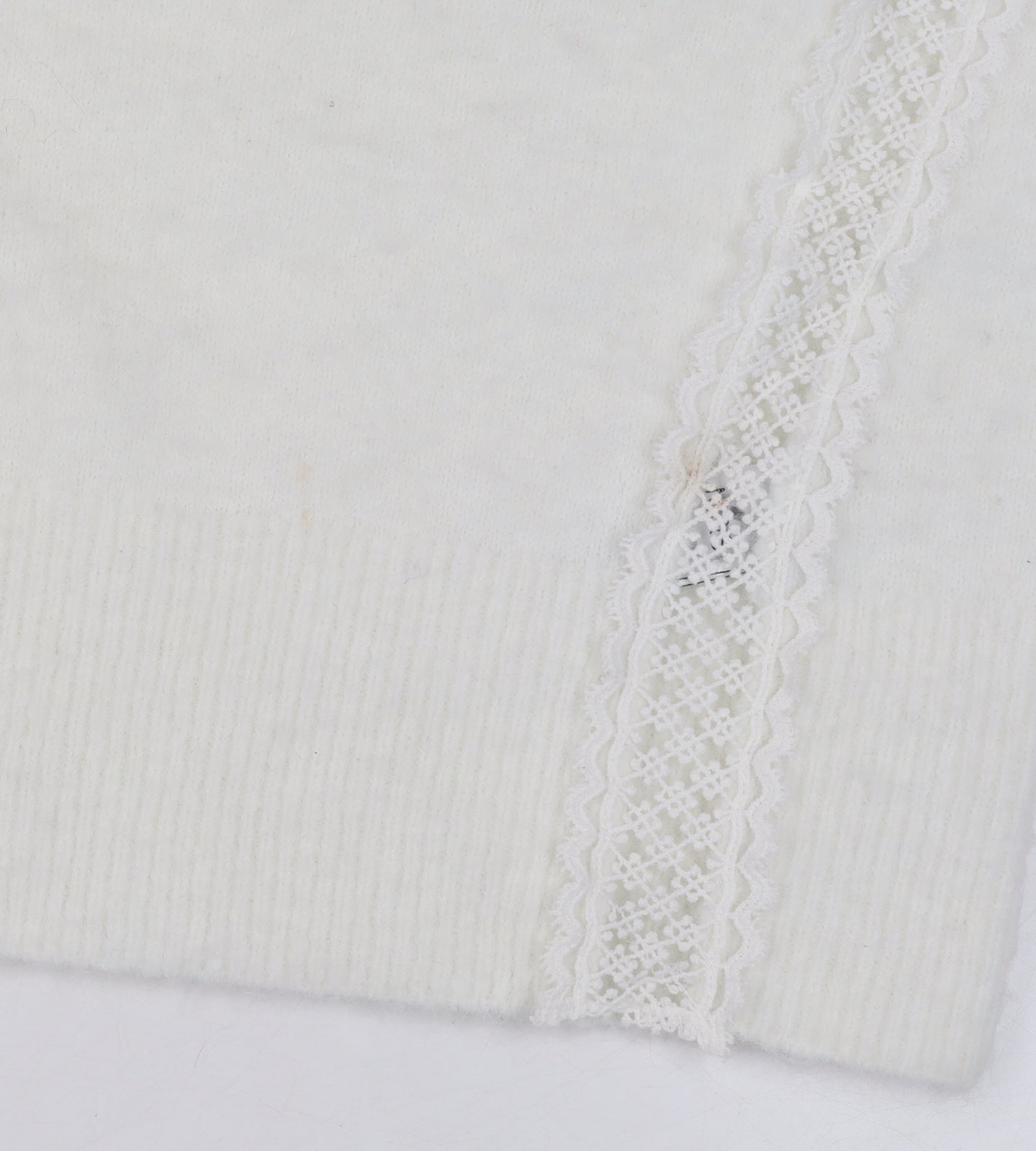 Marks and Spencer Women Ivory Mock Neck Lace Knit Pullover Jumper XS
