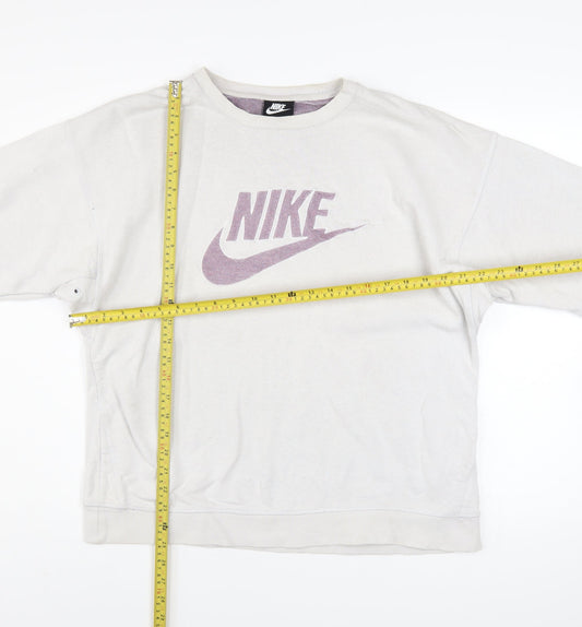 Womens UK Size L Nike Beige Pullover Sweatshirt