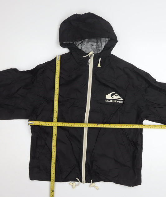 Quiksilver Boys Black Hooded Zip Windbreaker Jacket 12 Years