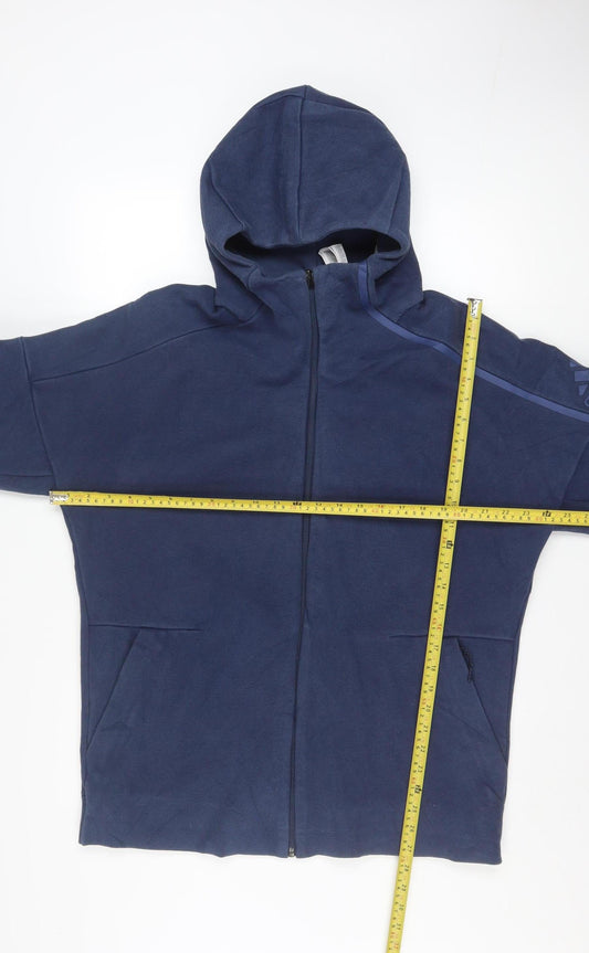 Mens UK Size L adidas Blue Full Zip Hoodie