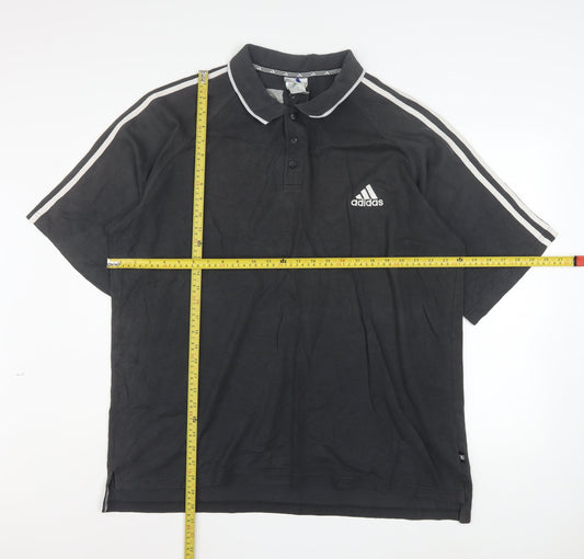 Adidas Mens Black Polo Shirt Size L Regular Fit Sportswear