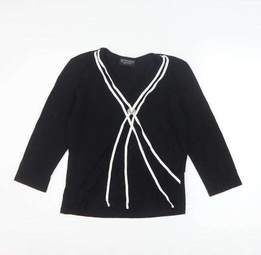 Additional front view of Principles Petite Women's Black V-Neck Wrap Blouse, size 12