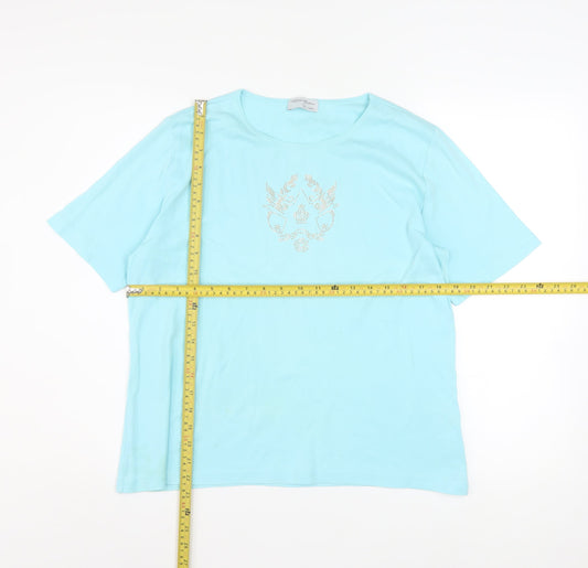 Womens UK Size 18 Peter Hahn Blue Basic T-Shirt