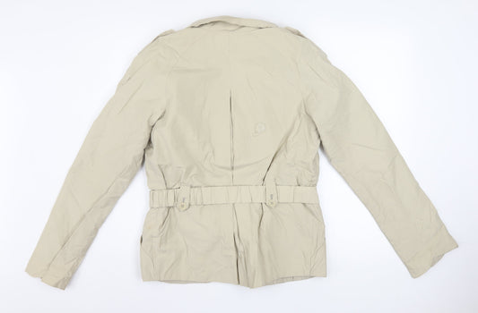 Jigsaw Women Beige Belted Short Trench Coat Jacket Size 10