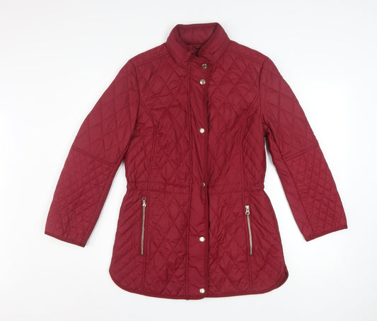 Womens UK Size 8 Marks and Spencer Red Quilted Coat