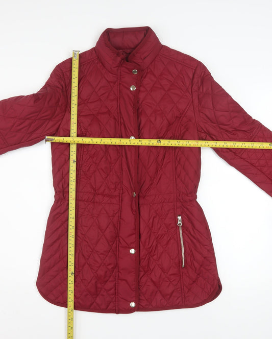 Womens UK Size 8 Marks and Spencer Red Quilted Coat