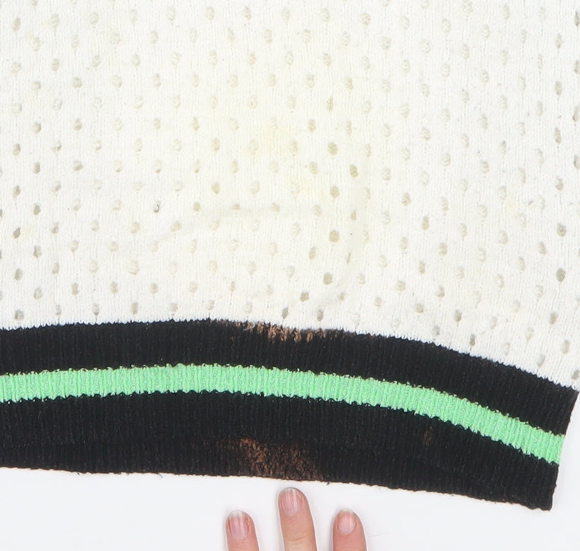Yest Women's White V-Neck Classic Knit Jumper Size 10