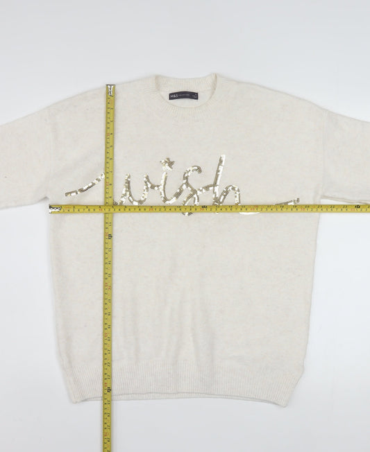 Womens UK Size M Marks and Spencer Ivory Pullover Jumper