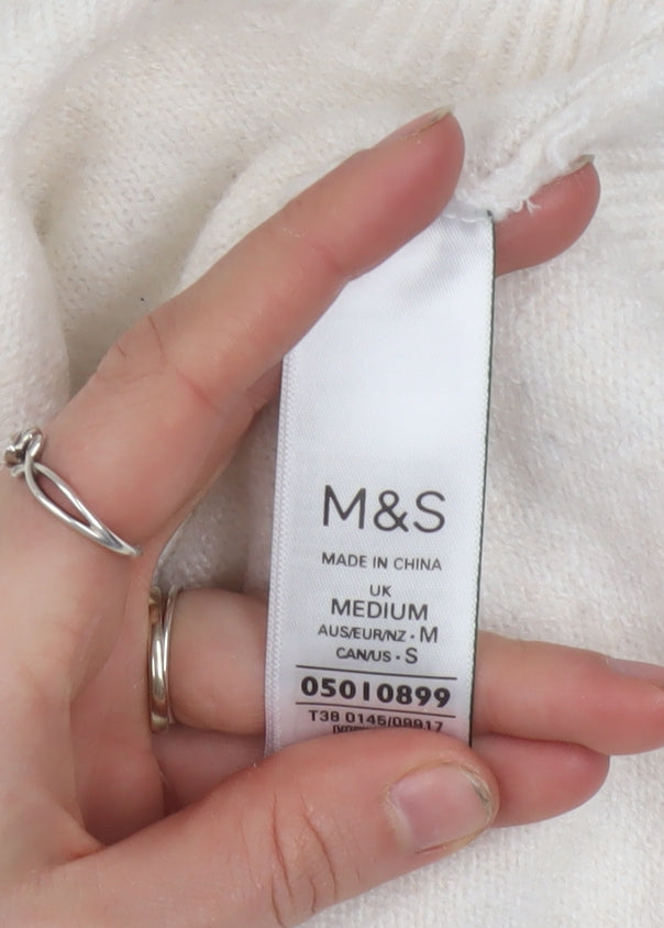 Womens UK Size M Marks and Spencer Ivory Pullover Jumper