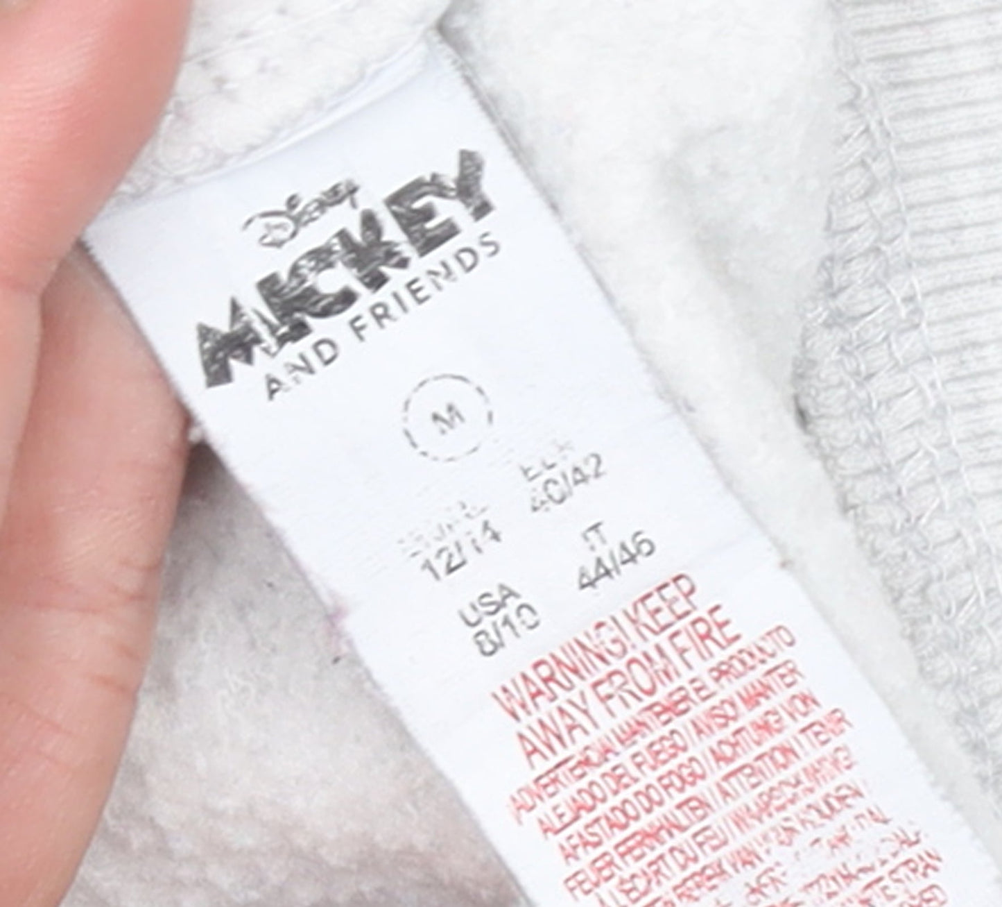 Womens UK Size 12/14 Disney Grey Pullover Sweatshirt