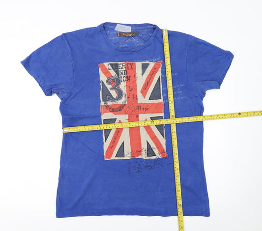 Ben Sherman Men's Blue Union Jack Graphic Cotton T-Shirt Size S