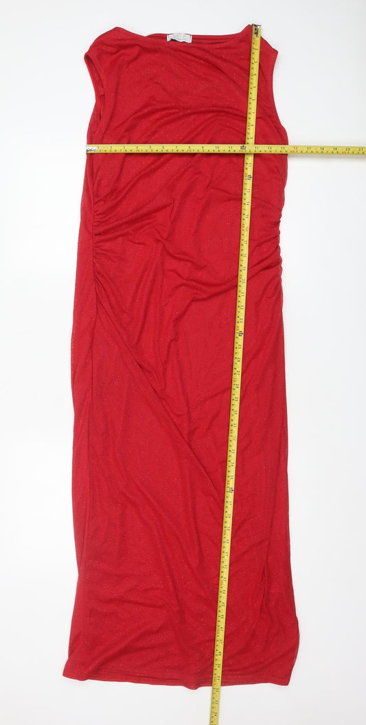 Quiz Women’s Red Midi Glitter Bodycon Dress Size 18