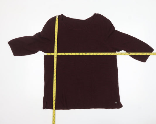 Monari Women's Brown 3/4 Sleeve Cotton Blend Pullover Jumper Size 18