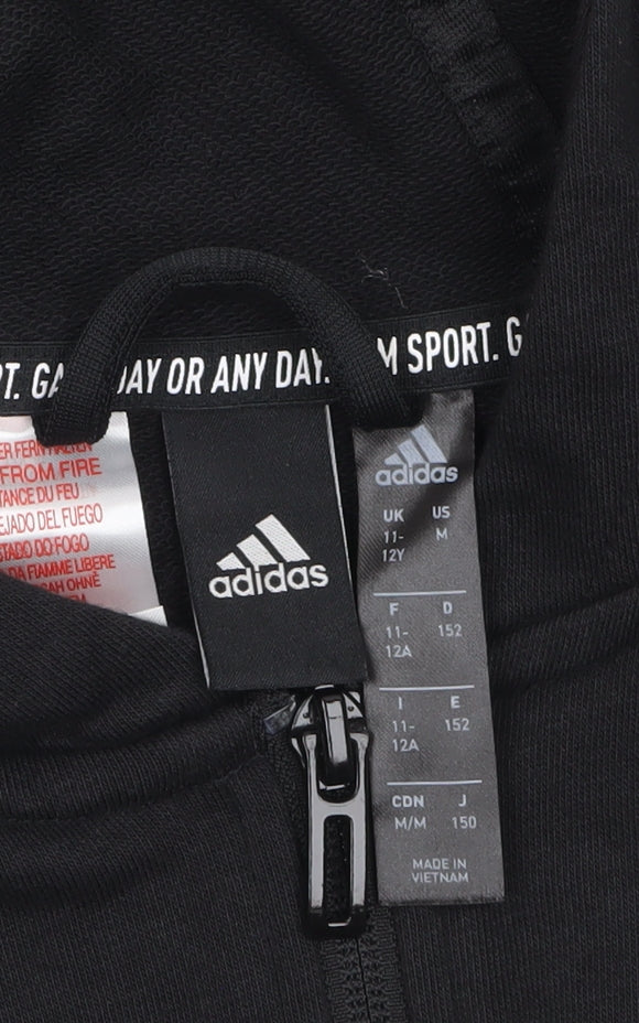 Boys UK Size 11-12 Years adidas Black Full Zip Hoodie
