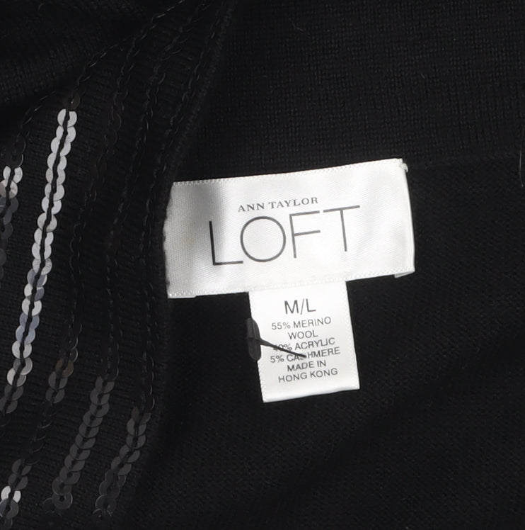Womens UK Size L Ann Taylor Loft Black Shrug Jumper