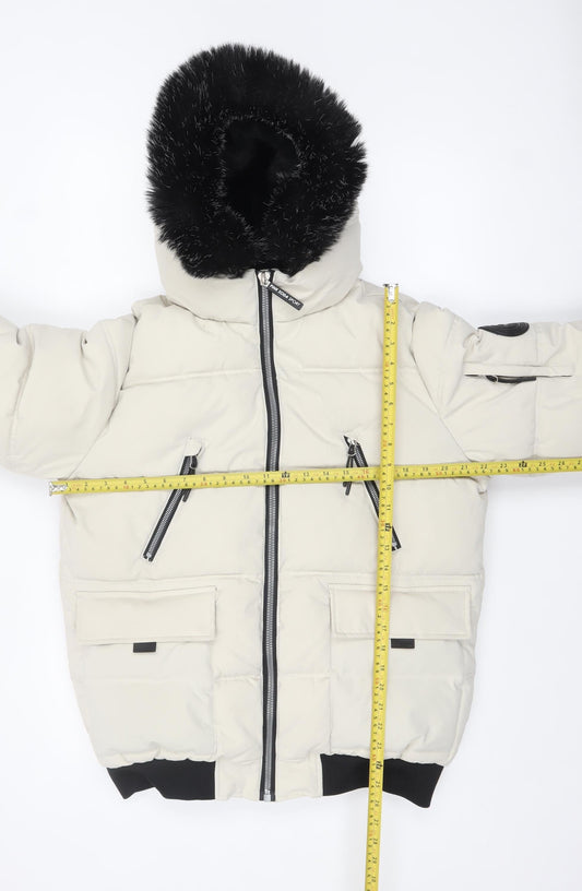 Womens UK Size 12 Pink Soda Sport Ivory Puffer Jacket