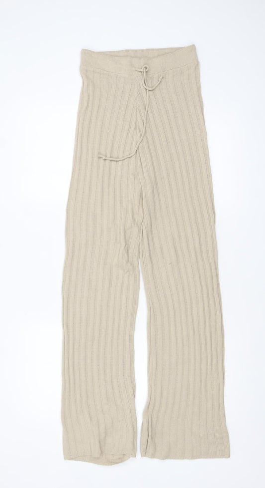 Womens UK Size S Quiz Relaxed Fit Sweatpants Beige Trousers